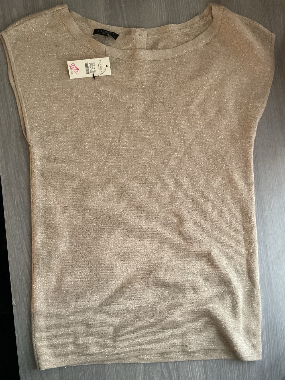 Talbots Metallic Gold Short-Sleeve Knit Top
